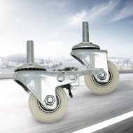 Double Bearing1.5Inch2Inch8MM10White Nylon Furniture Swivel Chair Casters Universal Screw Brake GV6C