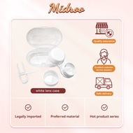Midroo Portable Contact Lens Case White Mini Case Tweezers + Suction Cup + Lens Case