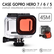 9Gadget-waterproof Frame Diving Case For GoPro Hero 7/6/5 with red filter-with