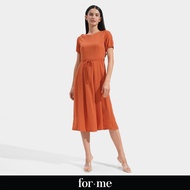 ForMe Closet Staples Fit And Flare Dress for Women (Burnt Sienna).