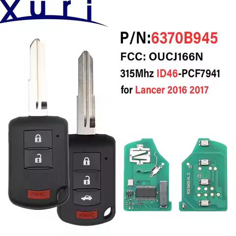 Xuri PN: 6370B945 Remote Head Car Key 315MHz ID46 Chip for Mitsubishi Lancer 2016 -2017 Fob FCC ID: 