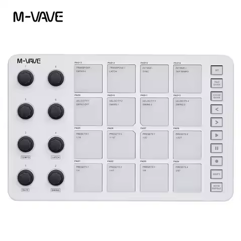 M-VAVE SMC-PAD Launch Pad USB-C Interface Portable Design Small Wireless MIDI Controller Suitable Pe