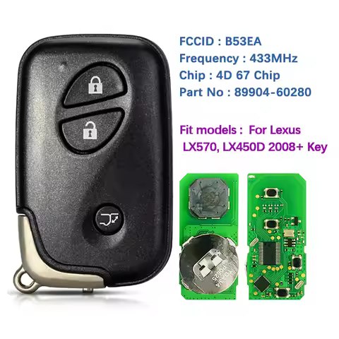 CN052040 Aftermarket 3 Button Smart Keyless Key FCCID B53EA P1 D4 4D-67 Chip 433MHz 89904-60280 For 