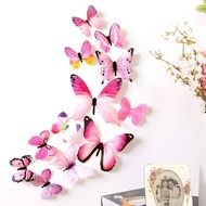 12 bh Hisasan dinding stiker 3D kupu-kupu magnet