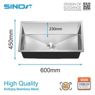 Sinor Stainless Steel Undermount Single Bowl Kitchen Sink SUS-304-6045