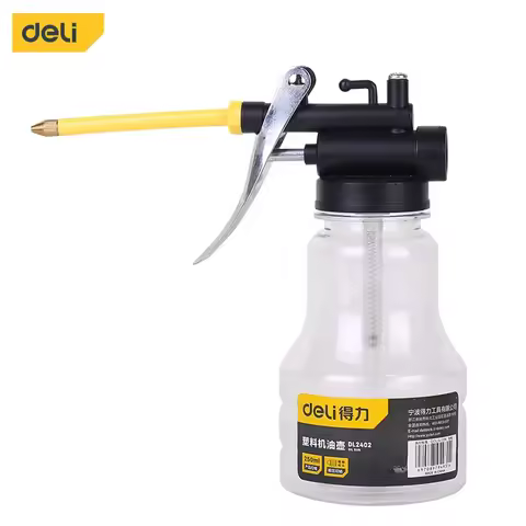Deli Oil Can Oiler Plastic Metal High Pressure Pump Transparent Car Oil Pot Bottle Hardware Car Repa