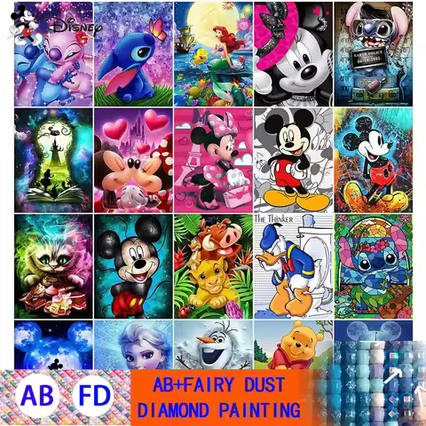 AB Fairy dust 2025 New Disney Diamond Painting Stitch Mickey Mouse Full Drill Embroidery Cartoon New