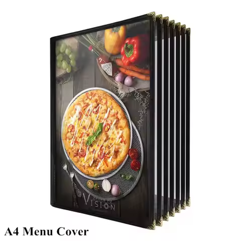 A4 PU Leather Menu Cover 8.5X11 Inch 1 Page 2 Views Triple Fold Double Stitch Trim Restaurant Menu P
