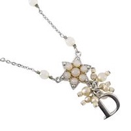 二手 Christian Dior 星星圖案項鍊，銀色，約 7.3 克，女士款。