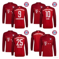 XY Ftb 2021-2022 Bayern Munich F.C. เสื้อกีฬาแขนยาว ลายทีมฟุตบอล Lewandowski Muller Sane YX