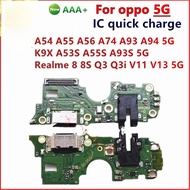 For OPPO A54 A55 A56 A74 A93 A94 A53S A55S A93S 5G K9X Realme 8 8S Q3 Q3i V11 V13 5G USB Charging Po