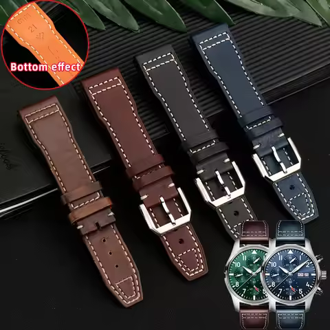 High quality Italian Cow Leather Watchband for IWC big Pilot IW388103 IW378005/003/001 Mark 18 men W