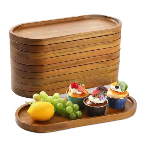 Tableware Solid Wood Round Dessert Plate Japanese-style Wooden Tray Snack Plate Dried Fruit Plate Wo