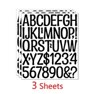 3 sheets 2 inch Artistic Alphabet Number Stickers DIY Words Letter Sticker for Bulletin Board Mailbo