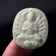 飄綠花翡翠精雕千手觀音菩薩項鍊 | 天然緬甸玉A貨翡翠 | 送禮