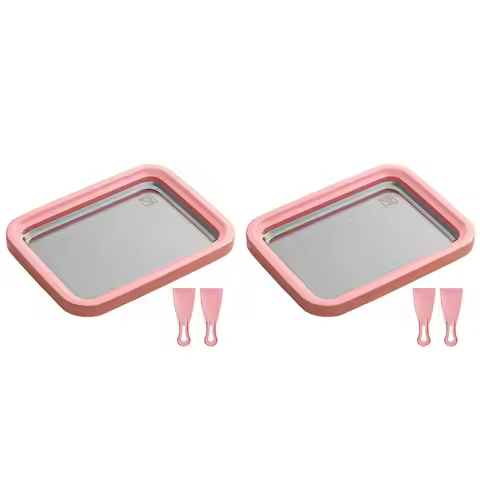 A59P New 2X Ice Cream Frozen Yogurt Machine Stainless Steel Fried Ice Tray Great For Making Ice Crea