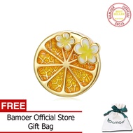 BAMOER สร้อยข้อมือจี้เงินแท้925ลายผลไม้มะนาวลายดอกเชอรี่บานสีทองสำหรับสร้อยข้อมือกำไลข้อมือของแท้เคร