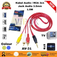 3 IN 1 RCA Cable Audio Video TV To Set Top Box Jack 3.5mm 1.5meter (AV-31) Vibox HD Quality