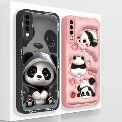 Case For Samsung Galaxy A50 A50S Cute Panda Soft Liquid Silicone Funda Camera Protection Back Cover 