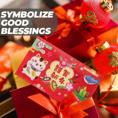 12 Pcs Chinese Paper Red Packet New Year Hong Bao Money Pocket Envelope Lucky Bag
