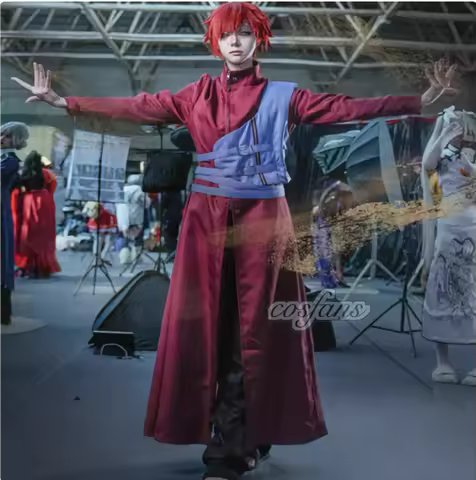 Anime Ninja Gaara Cosplay Costume Adult Long Coat Ninjas Uniform Gourd Bag Full Set Accessory Suit H