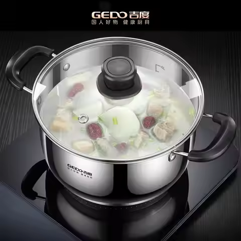 LFGB Certification 304 Stainless Steel Kitchen Stewpot 5 Layer Bottom Budae Jjigae Instant Noodle St