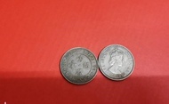 女皇頭 舊香港銀幣 1958年 男人頭 5五仙 1一毫 伍毫 cents Hong Kong dollar 錢幣 硬幣 money