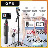 P185 gimbal 1800mm Wireless Selfie Stick Tripod Stand Foldable Monopod for Gopro Action Cameras Smartphones Balance Steady Shooting On Location