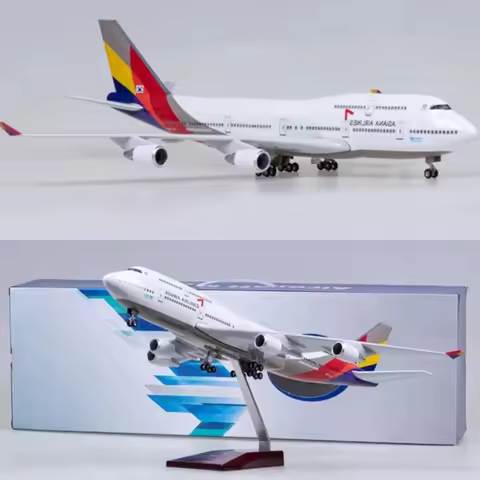 B747 Asiana Aircraft Model 47cm 1:157 Scale for Asiana Airlines Passenger Model Airplane toys boys k