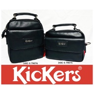 Kickers Premium Leather Travel Sling Bag Casual Cross-body Bag With Handle Handy Black