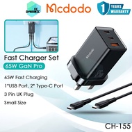 Mcdodo CH-155 65W Charger Set 65W GaN Pro Fast Charging Charger Adaptor Set Wall Adapter Set UK Plug