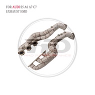 HMD Exhaust System High Flow Performance Downpipe for Audi A6 A7 C7 S4 S5 B8 3.0T Version With Heat 