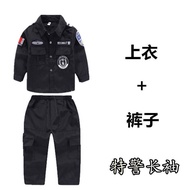 baju polis kanak kanak kids costume occupation Kids Sheriff Costume Boy SWAT Small Military Uniform 