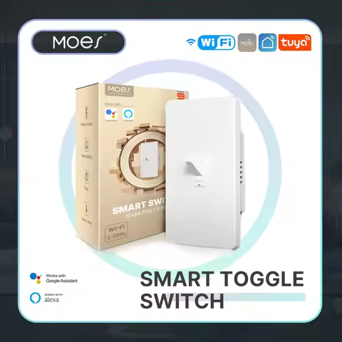 MOES Tuya WiFi Smart Toggle Style Switch US Neutral Wire Required 3-Way Switch App Remote Control Wo