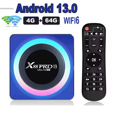 X88 PRO 13 Android 13.0 TV Box Rockchip RK3528 4K 2.4G 5G Wifi 6 64G 32GB 16GB BT5.0 8K Global Media