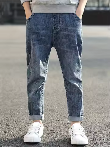 IENENS Kids Boys Jeans Baby Slim Fit Pants Children Denim Clothing Boy Casual Wear Bottoms Fashion T