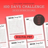 [PDF]D100-1 100DAY SAVING CHALLENGE Digital Planner Printable PDF A4 A5 A6 Financial Income Expense