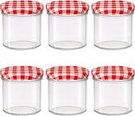 Vitrea Preserving Jars with Screw Lids - 125 ml Glass/Metal 6.6 x 6 cm (Diameter x H), Lid To 66 Red