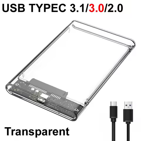 USB TYPE-C 3.1/3.0/2.0 HDD Enclosure 2.5inch Serial Port SATA SSD Hard Drive Case Support 6TB transp