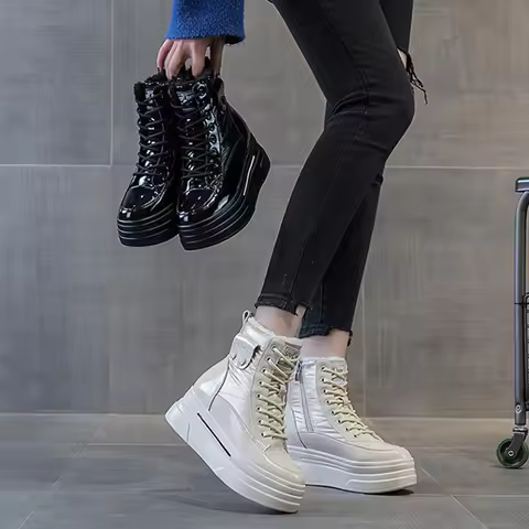 2025 Winter Genuine Leather Shoes Women Snow Boots Waterproof Warm Cotton Shoes Ladies Ankle Boots H