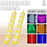 Ready Lampu LED Modul Module COB 6 Titik 6 Watt 6 Mata Besar 1x6 Bak Putih Merah Hijau Kuning Biru P