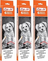 My Stationery Mart Artline 6 Love Art Sketch Pencils HB, 2B, 4B, 6B, 8B, 10B Pencils (Set of 3)