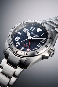CITIZEN 星辰 Eco-Drive 光動能 PROMASTER Land series BJ7150-50E 不銹鋼錶帶 黑色面 藍寶石玻璃錶面 WR 20bar GMT 日本製造 BJ7150