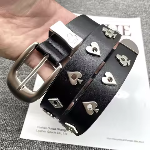 Designer Women's Y2k Belt Love Poker Metal Belt Accessory Adjustable Retro Versatile Personalized Ne