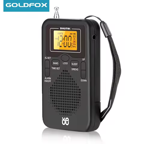 Portable Radio Mini AM FM Weather Radio Pocket Radio Player LCD Screen Digital Alarm Clock Radio Lon