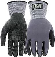 Cat CAT017419M Dipped and Dotted Nitrile Coated Palm Medium, Safety Wear Gloves with Extended Knit Wrist, Protective Gear