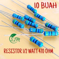 (10 Buah) RESISTOR 1/2 WATT 470 OHM RESISTOR 1/2W 470 OHM