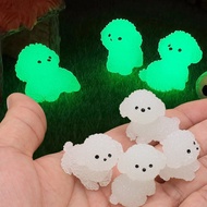 Cute Puppy Car Decoration - Mini Bichon Frise Sculpture - Noctilucent Small Ornaments - Luminous Poo