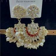 Dhwani: Kundan & Pearl Chandbali Earrings