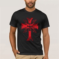 New Arrival Knights Templar Cross Print T-shirt Stylish Men Black Red T Shirt Cartoon Vintage Pattern Tops For Christian XS-4XL-5XL-6XL